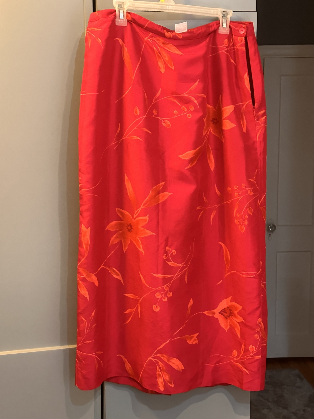 Jones New York Pink and Orange Floral Silk Skirt